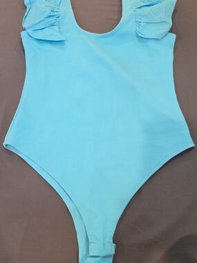 Light Blue Ruffled Sleeve Bodysuit